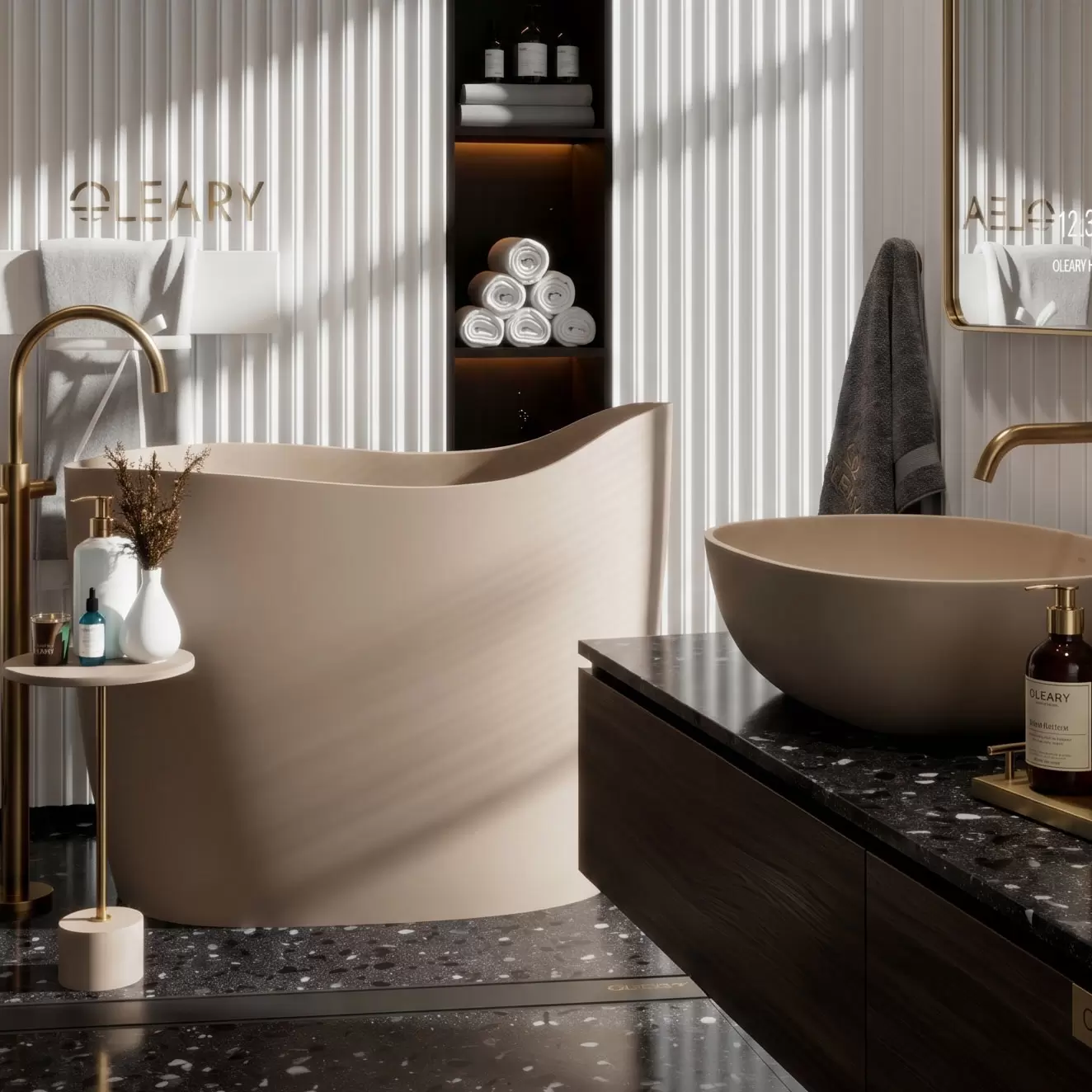 Deep soaking bathtub matte black detail view