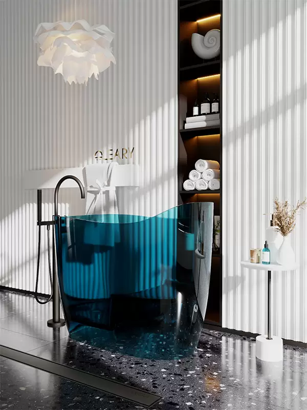 Deep soaking bathtub resin version top view
