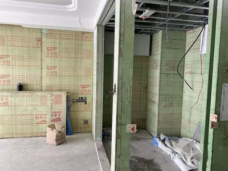 Hotel bathroom fit-out on site — custom bathtub installation