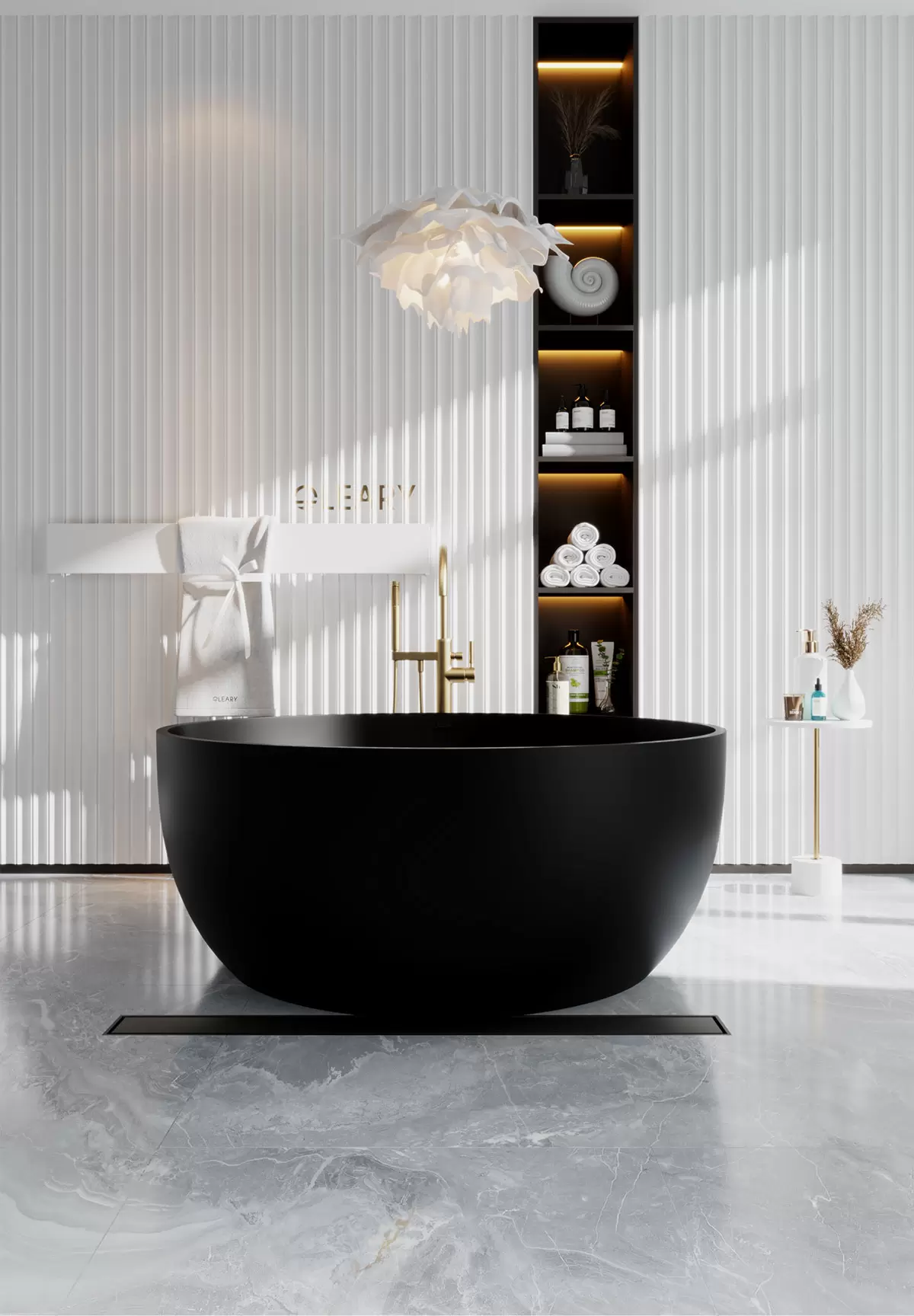 OLEARY OL-50009 modern solid surface freestanding-bathtub view 2 - professional product photo (2)
