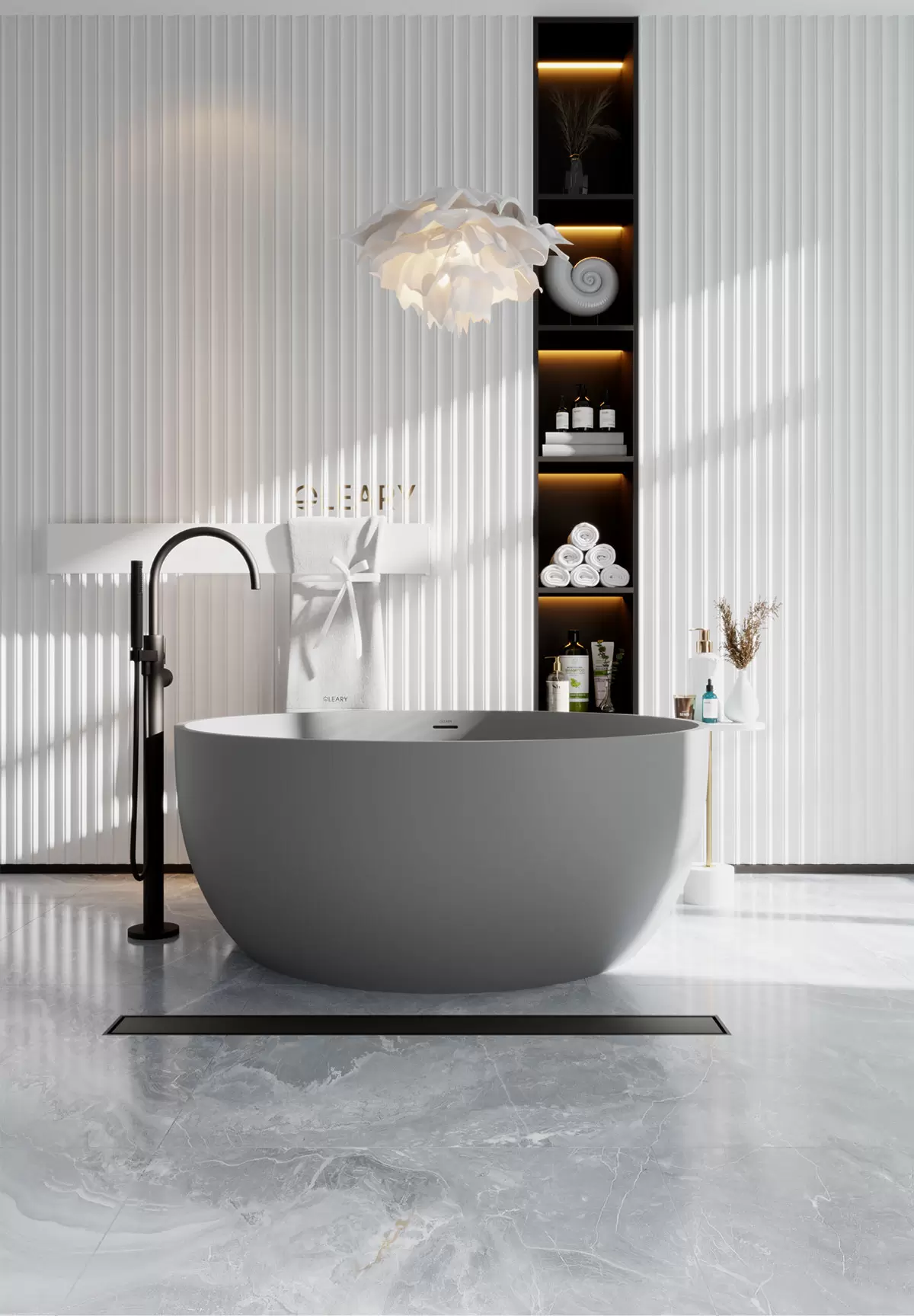 OLEARY OL-50009 modern solid surface freestanding-bathtub view 7 - professional product photo (7)