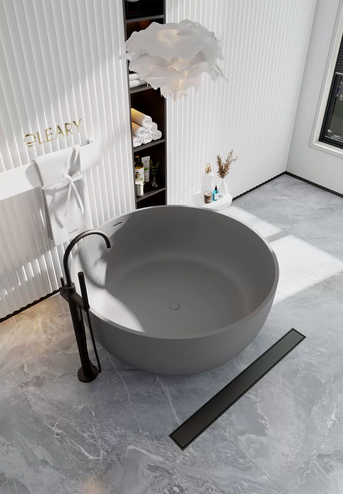 OLEARY OL-50009 modern solid surface freestanding-bathtub view 3 - professional product photo (3)