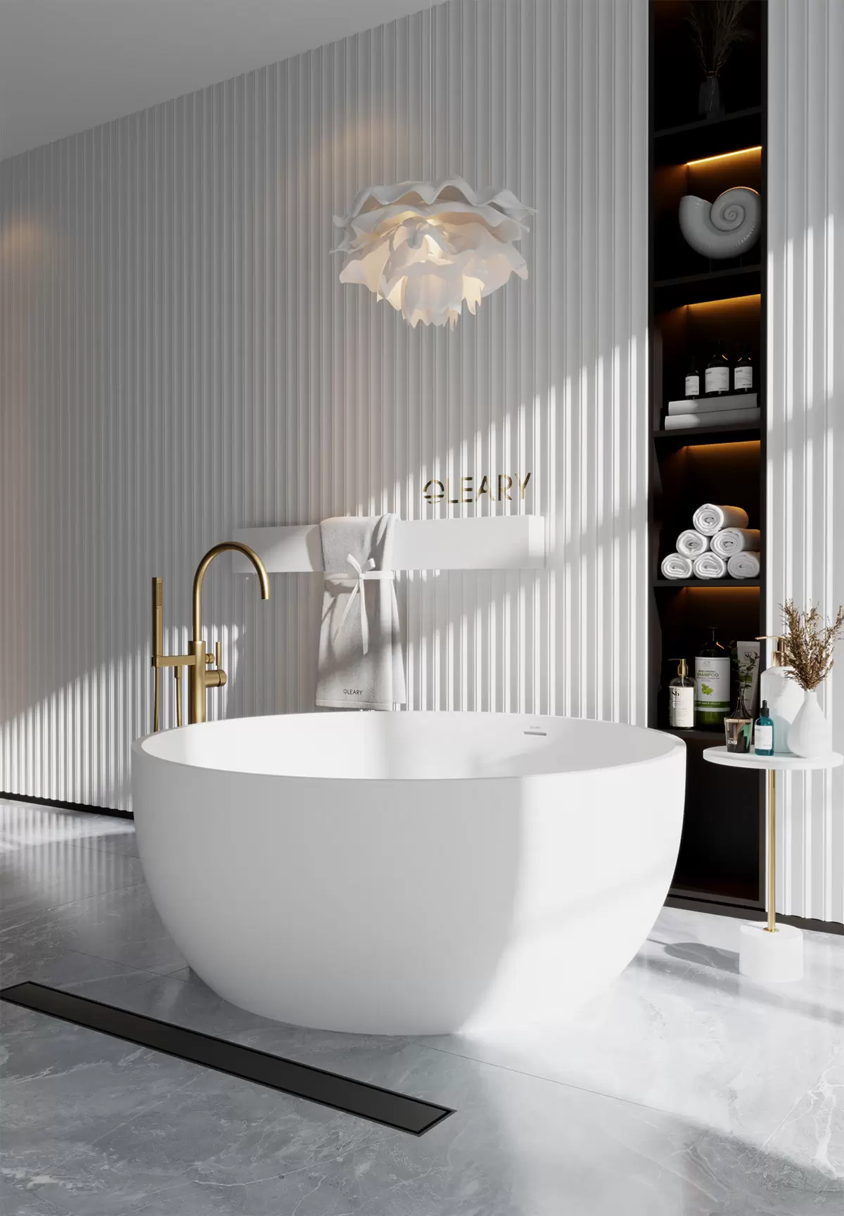 OLEARY OL-50009 modern solid surface freestanding-bathtub view 9 - professional product photo (9)