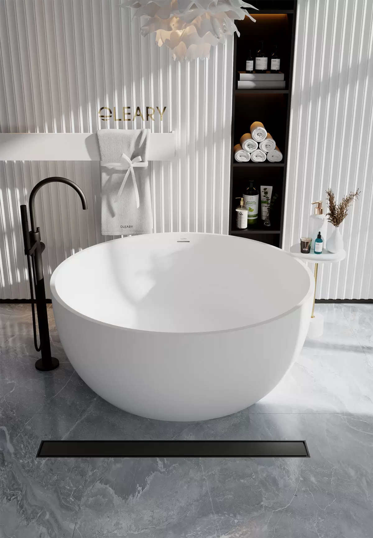 OLEARY OL-50009 modern solid surface freestanding-bathtub view 5 - professional product photo (5)