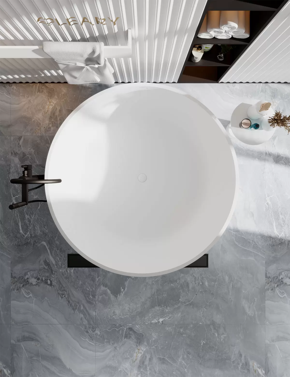 OLEARY OL-50009 modern solid surface freestanding-bathtub view 10 - professional product photo (10)