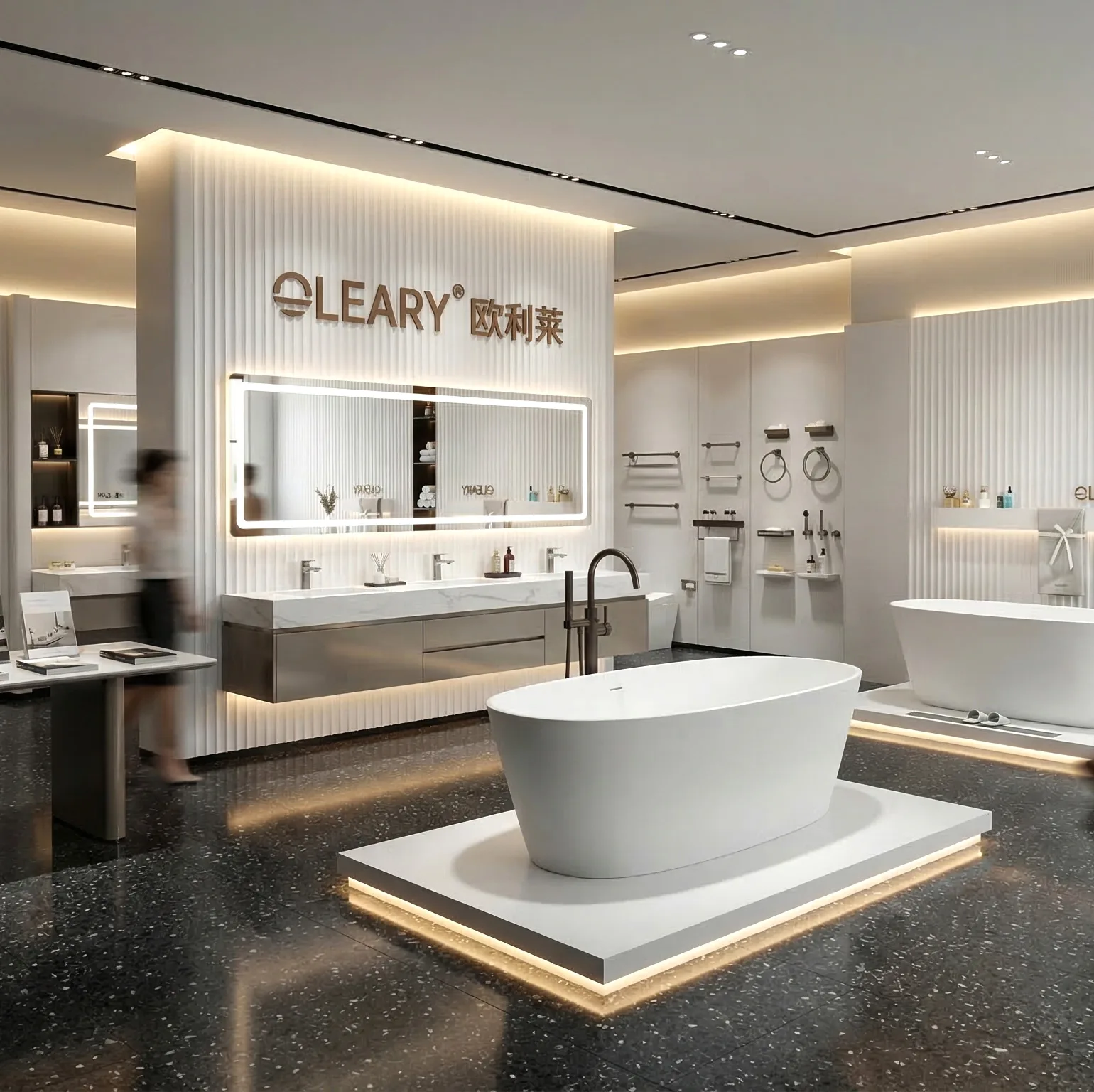 OLEARY modern design bathroom showroom in Foshan with full product display.