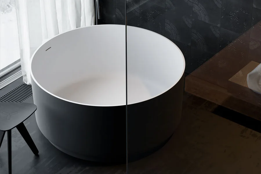 OLEARY matte white solid surface rectangular hotel bathtub for mid-scale and upscale hospitality projects.