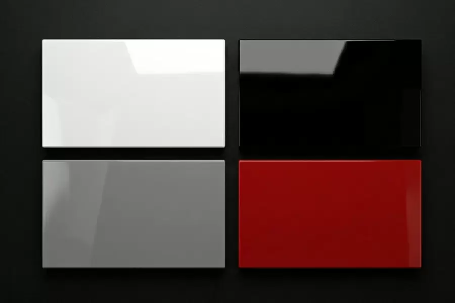 OLEARY high-gloss solid surface slab sample with mirror-like luxury finish.