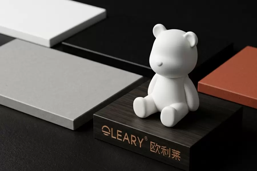 OLEARY standard solid surface slab sample with non-porous antibacterial finish.