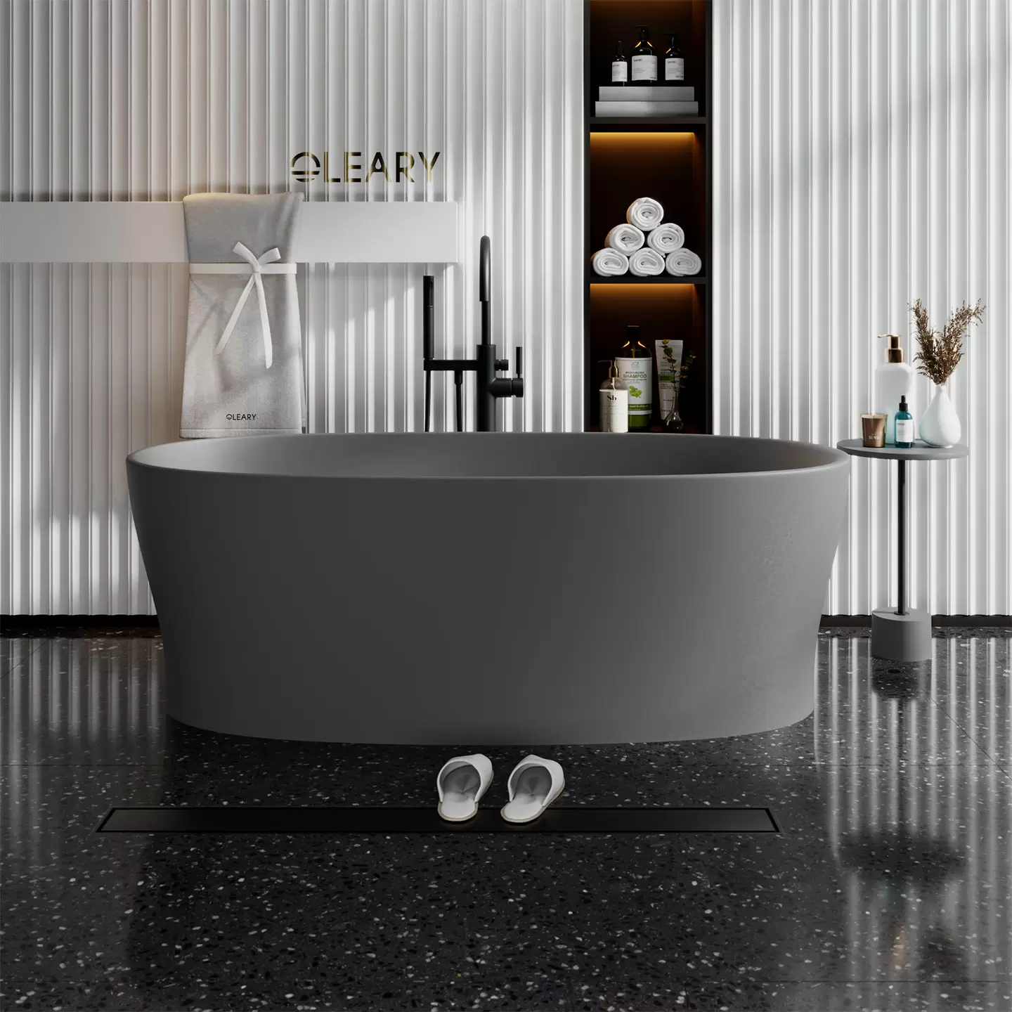 OLEARY OL-50023 modern solid surface freestanding-bathtub view 2 - professional product photo (2)