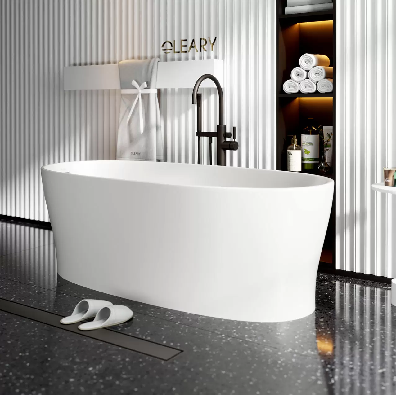 OLEARY OL-50023 modern solid surface freestanding-bathtub view 4 - professional product photo (4)