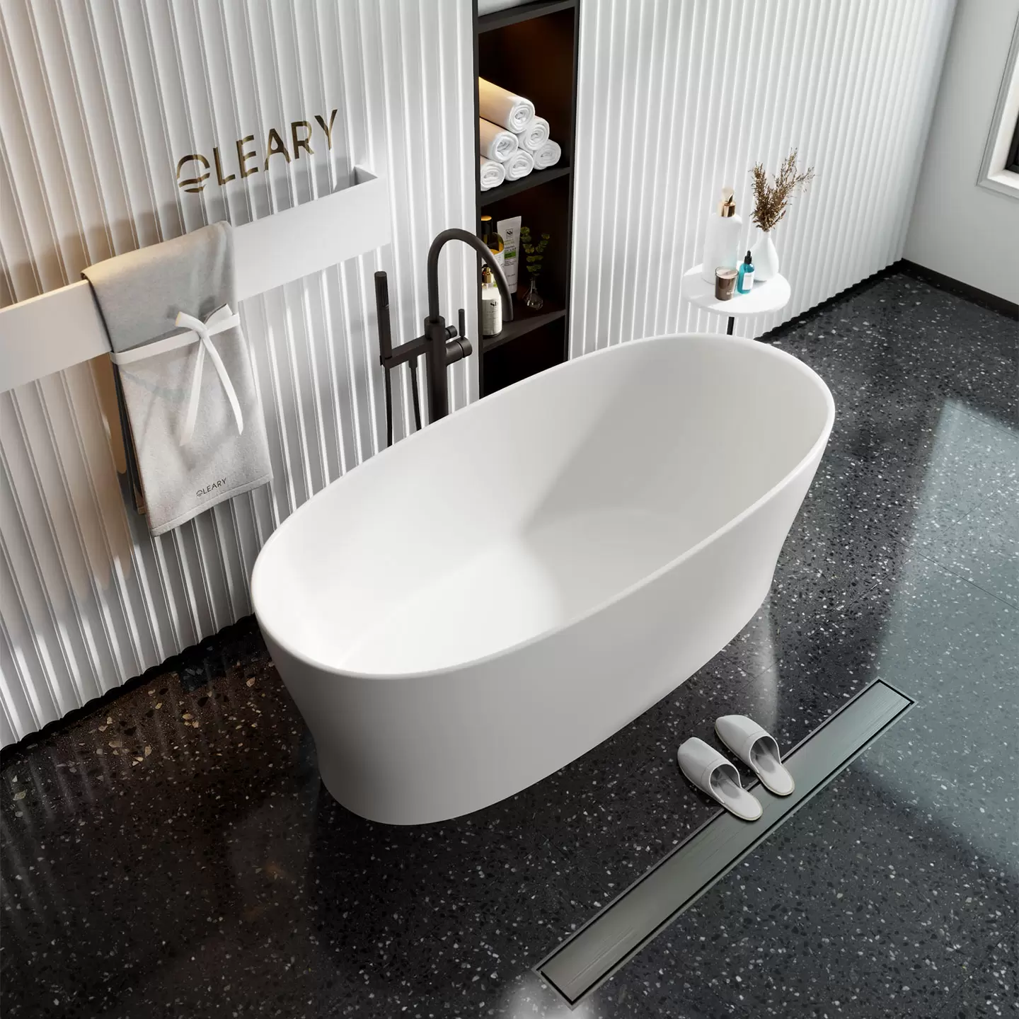 OLEARY OL-50023 modern solid surface freestanding-bathtub view 5 - professional product photo (5)