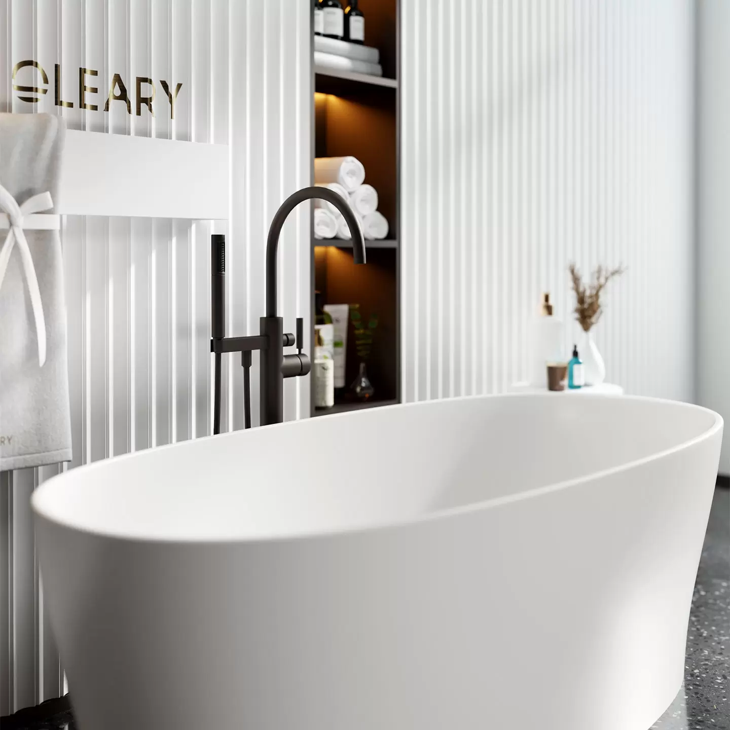 OLEARY OL-50023 modern solid surface freestanding-bathtub view 6 - professional product photo (6)