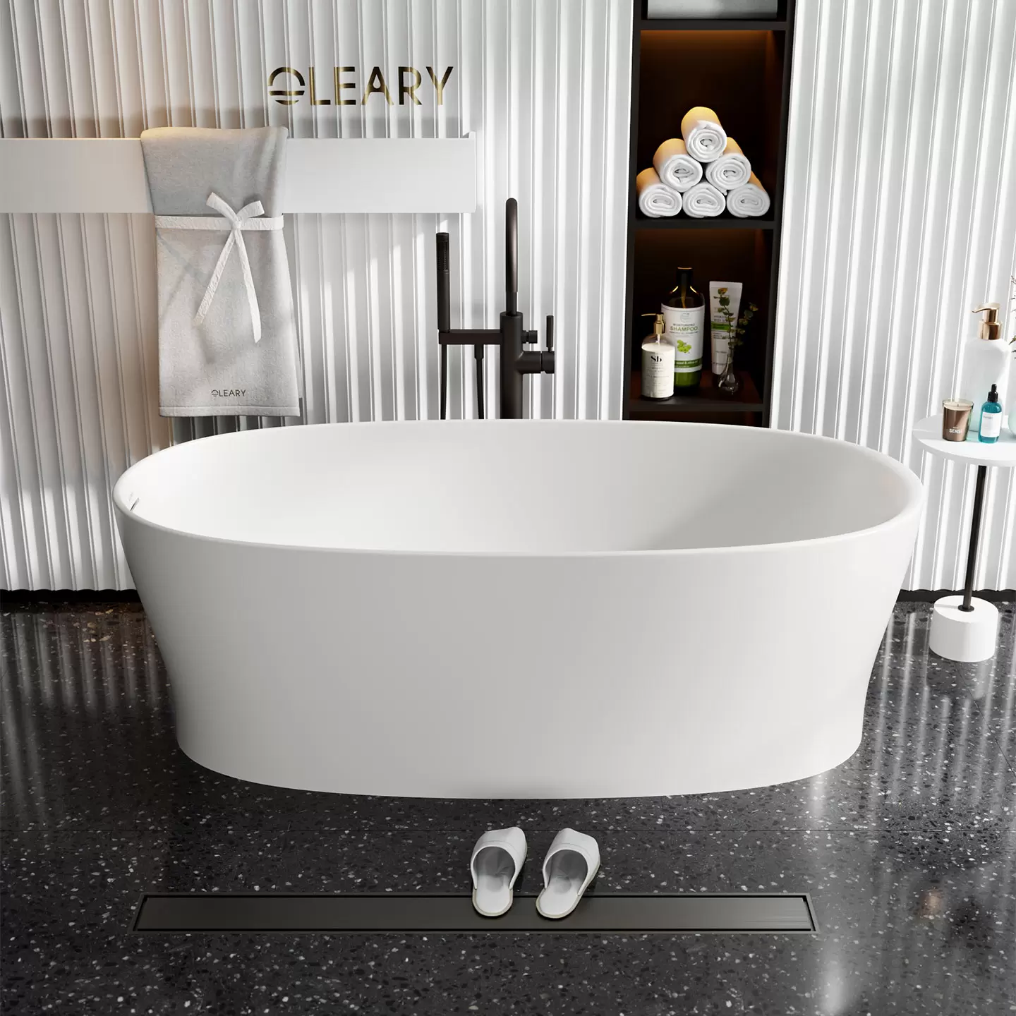 OLEARY OL-50023 modern solid surface freestanding-bathtub view 7 - professional product photo (7)