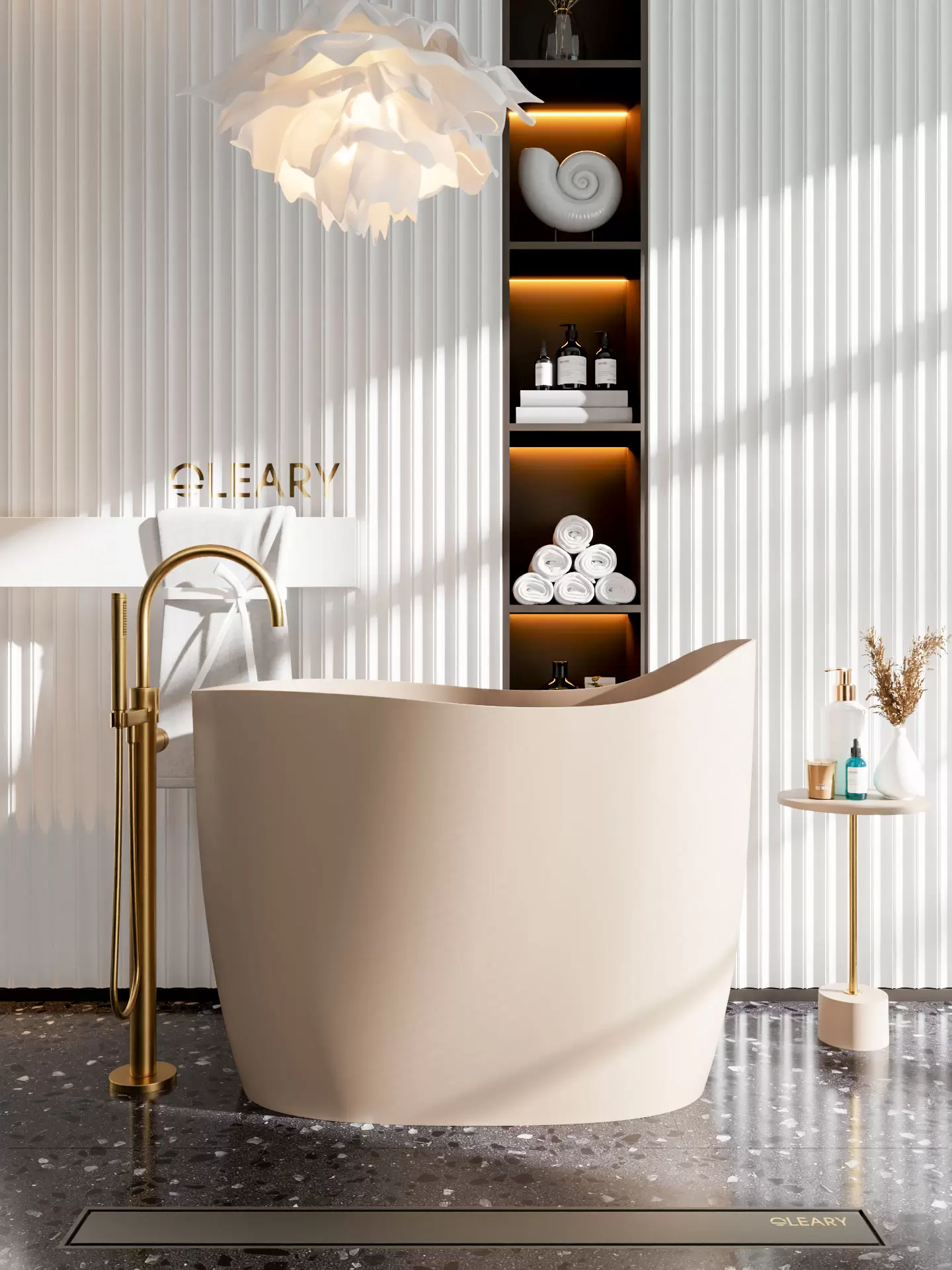 OLEARY OL-10063 modern solid surface freestanding-bathtub view 8 - professional product photo (8)