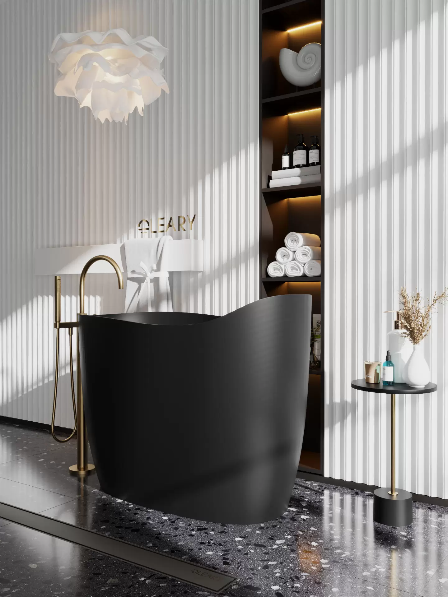 OLEARY OL-10063 modern solid surface freestanding-bathtub view 3 - professional product photo (3)