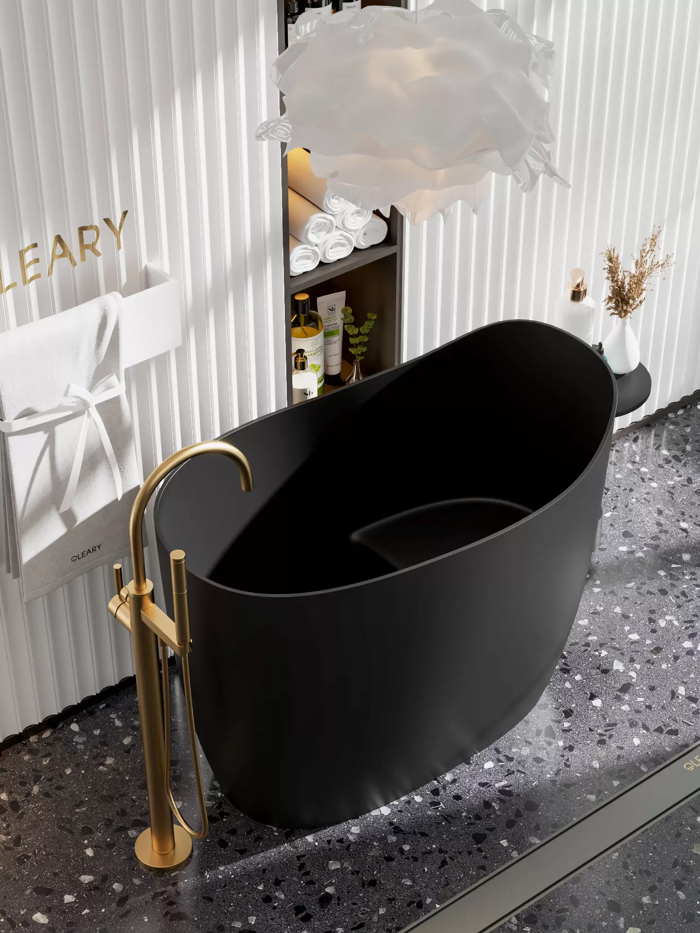 OLEARY OL-10063 modern solid surface freestanding-bathtub view 5 - professional product photo (5)