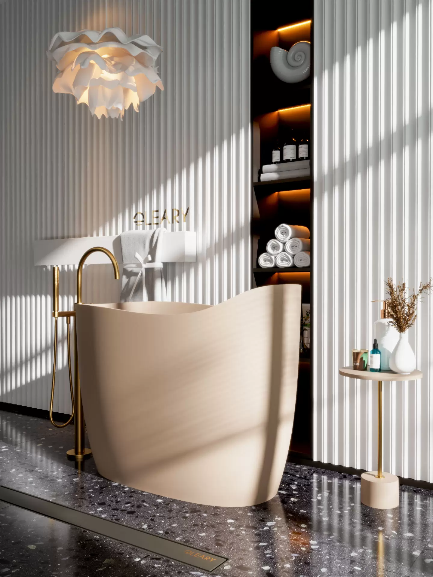 OLEARY OL-10063 modern solid surface freestanding-bathtub view 2 - professional product photo (2)