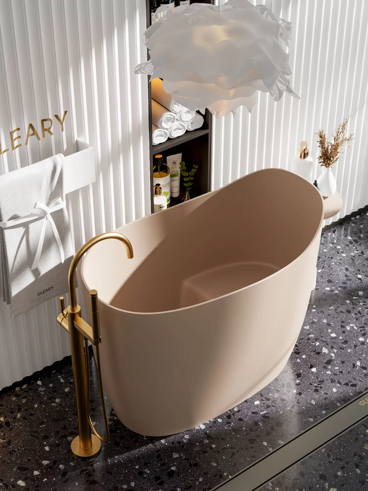 OLEARY OL-10063 modern solid surface freestanding-bathtub view 10 - professional product photo (10)