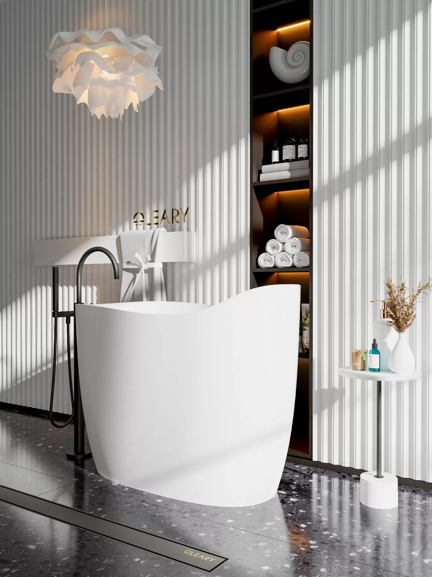 OLEARY OL-10063 modern solid surface freestanding-bathtub view 7 - professional product photo (7)