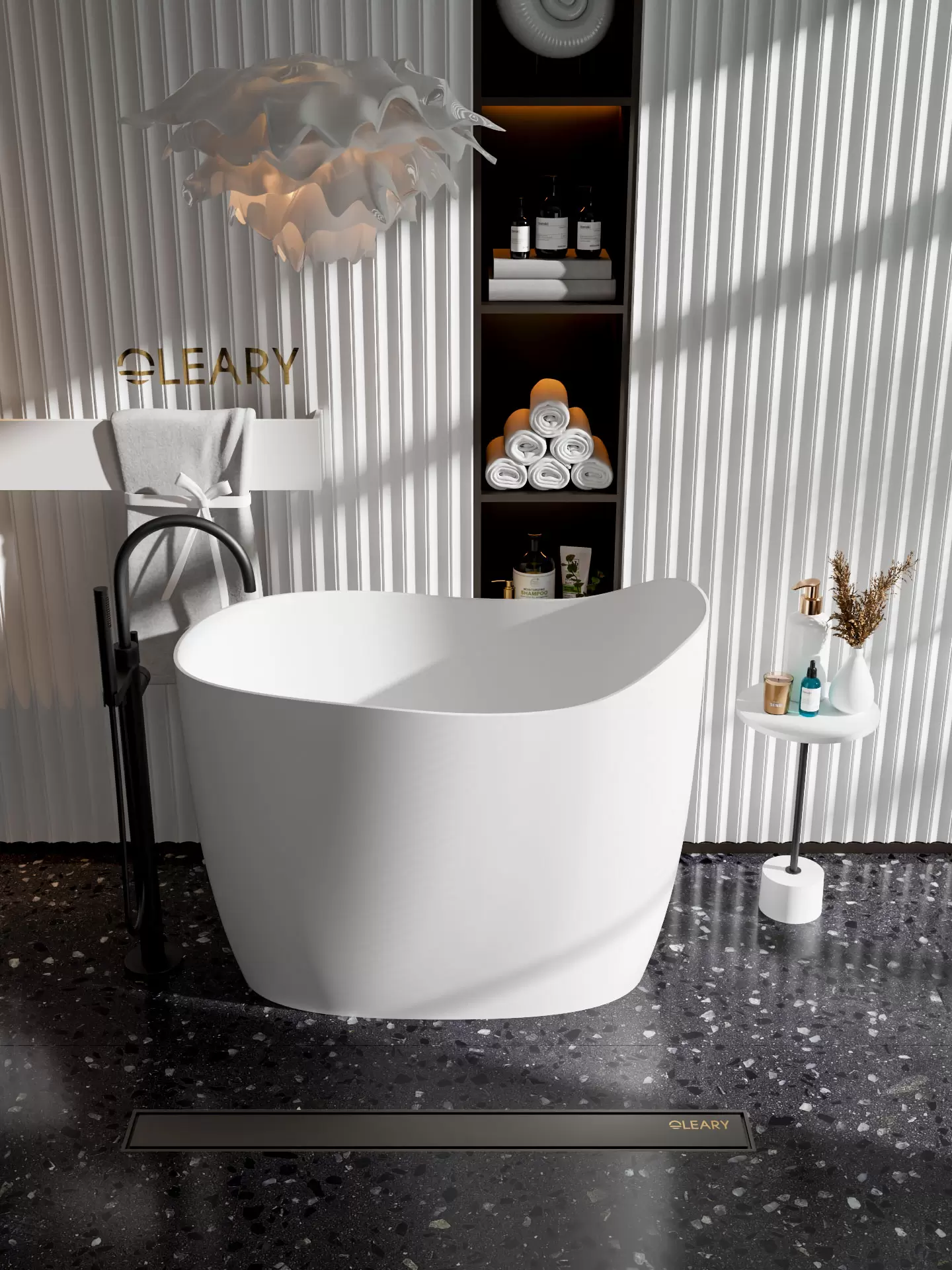 OLEARY OL-10063 modern solid surface freestanding-bathtub view 9 - professional product photo (9)