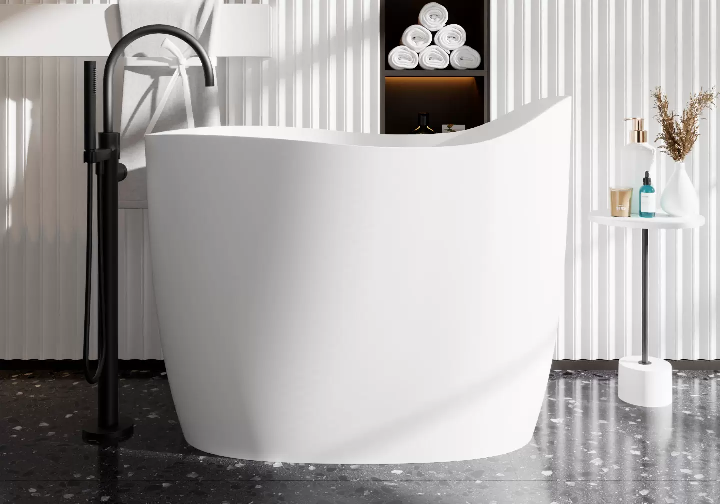 Freestanding Oval Bathtub – Deep Soaking Matte Solid Surface Tub | Multiple Colors