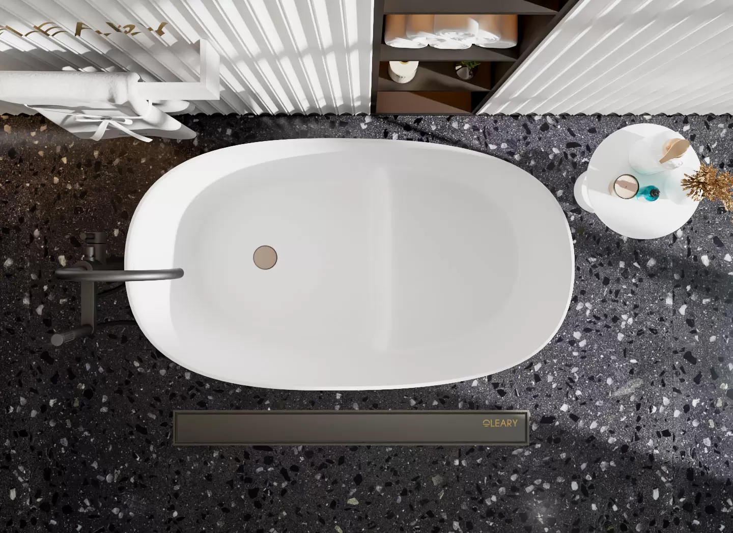 OLEARY OL-10063 modern solid surface freestanding-bathtub view 4 - professional product photo (4)