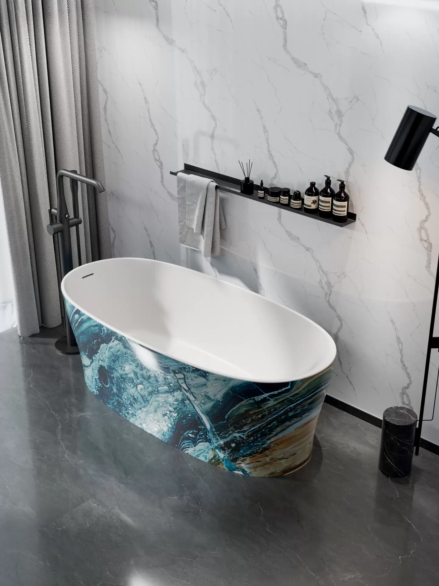 OLEARY OL_BT_50023P modern solid surface freestanding-bathtub view 4 - professional product photo (4)