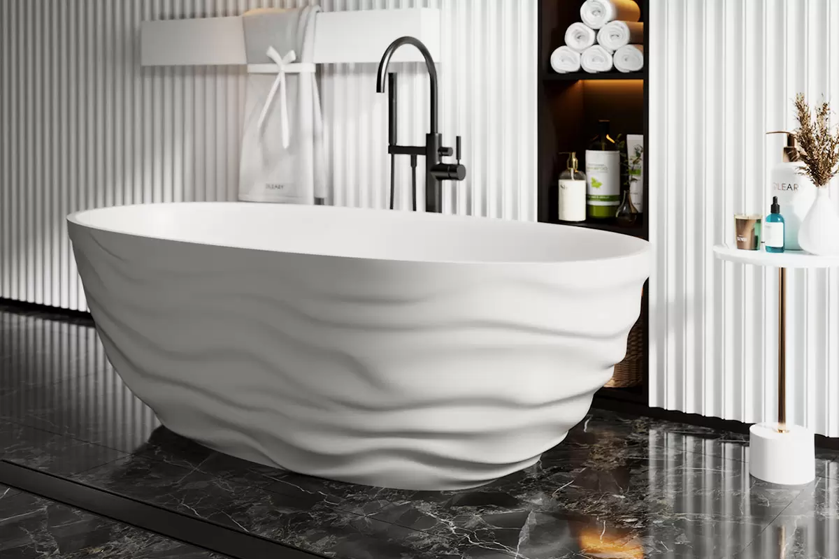 OLEARY Wave-Shaped Solid Surface Bathtub
